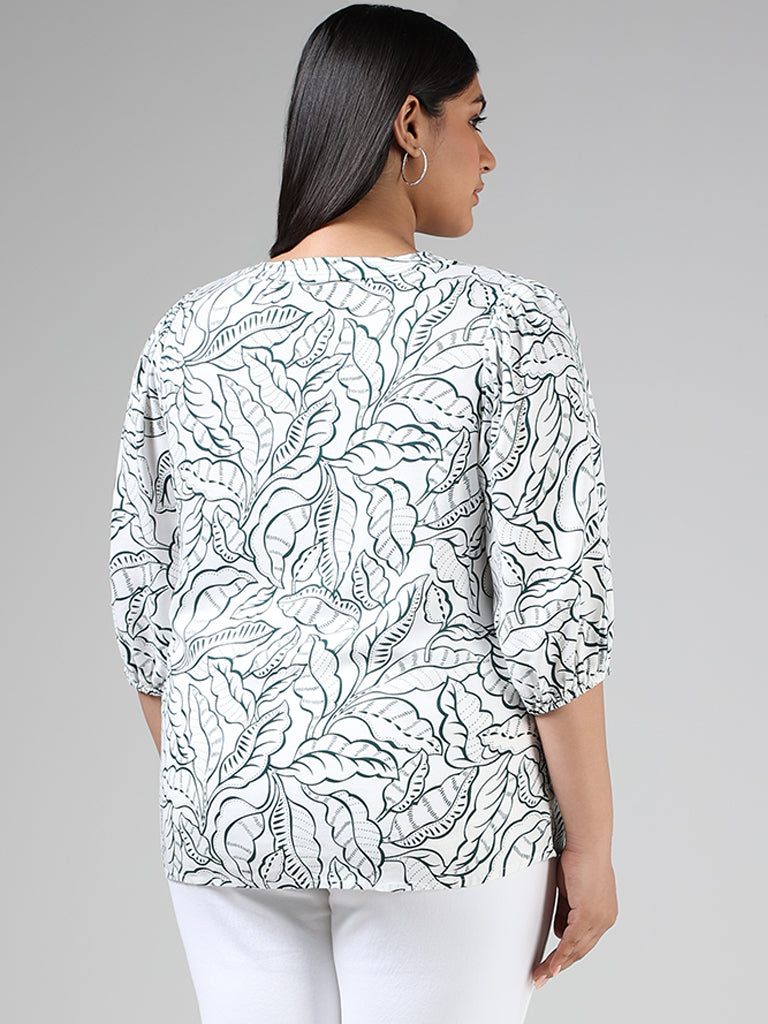 Gia Cream Leaf Printed Blouse