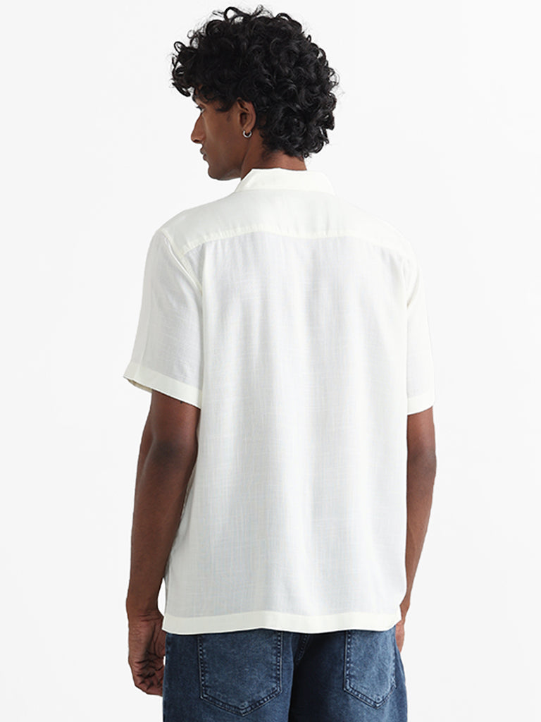 Nuon Off White Embroidered Relaxed-Fit Shirt