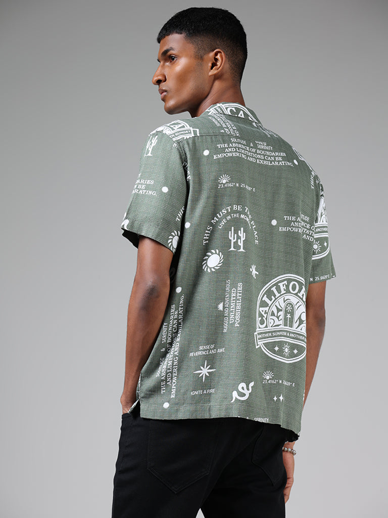 Nuon Sage Printed Relaxed-Fit Shirt