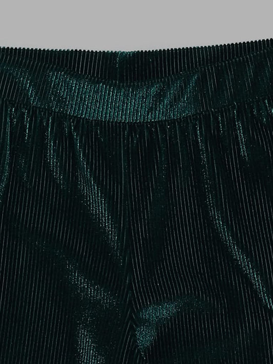 HOP Kids Green Velvet Wide Leg Trousers