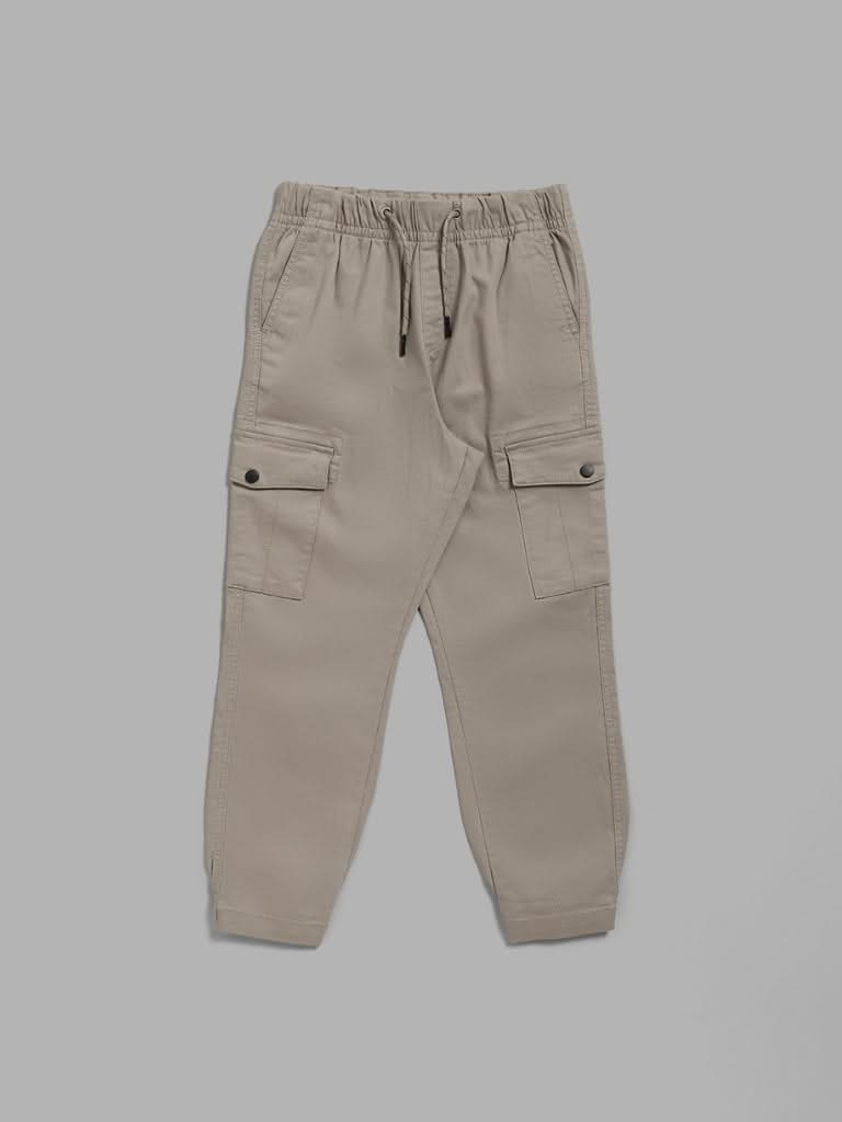 Y&F Kids Solid Dark Grey Cargo Joggers