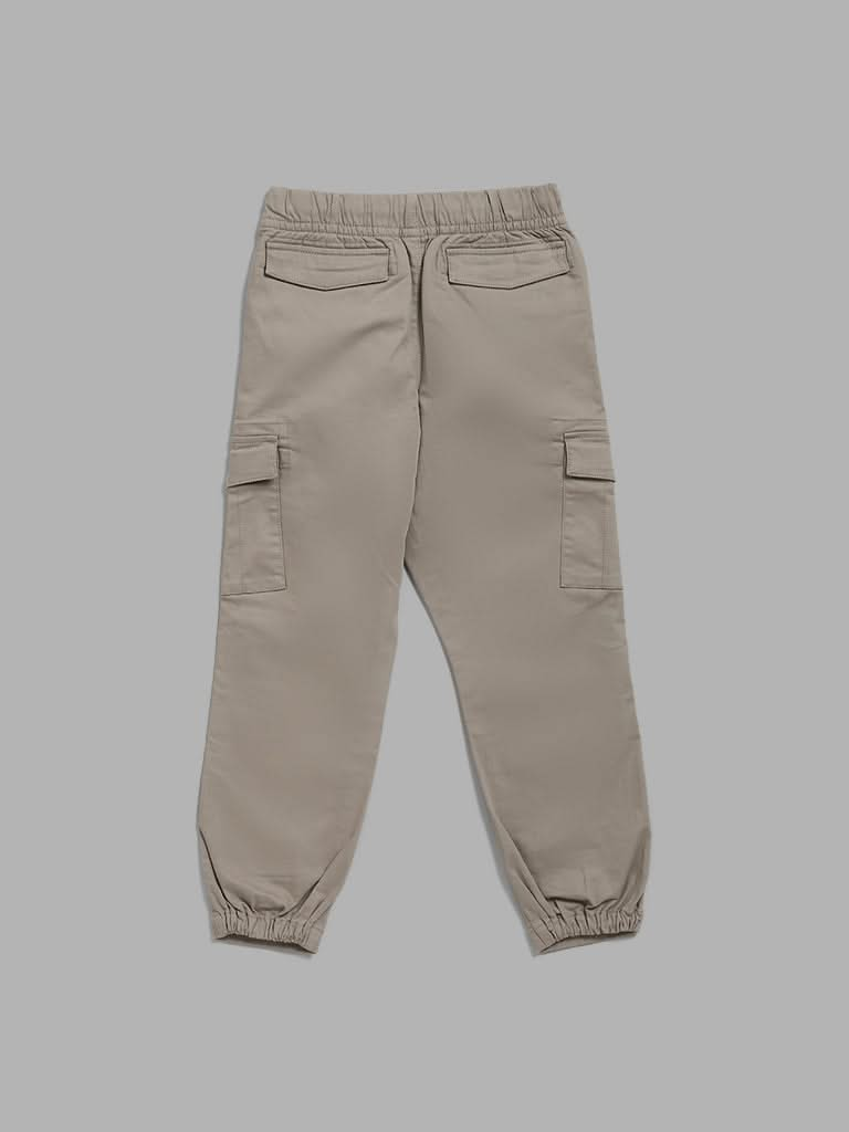 Y&F Kids Solid Dark Grey Cargo Joggers