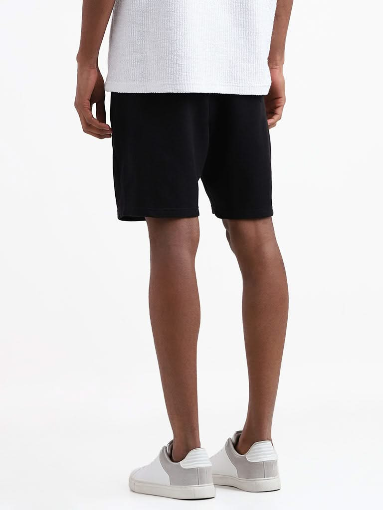 ETA Black Cotton Slim-Fit Mid-Rise Shorts