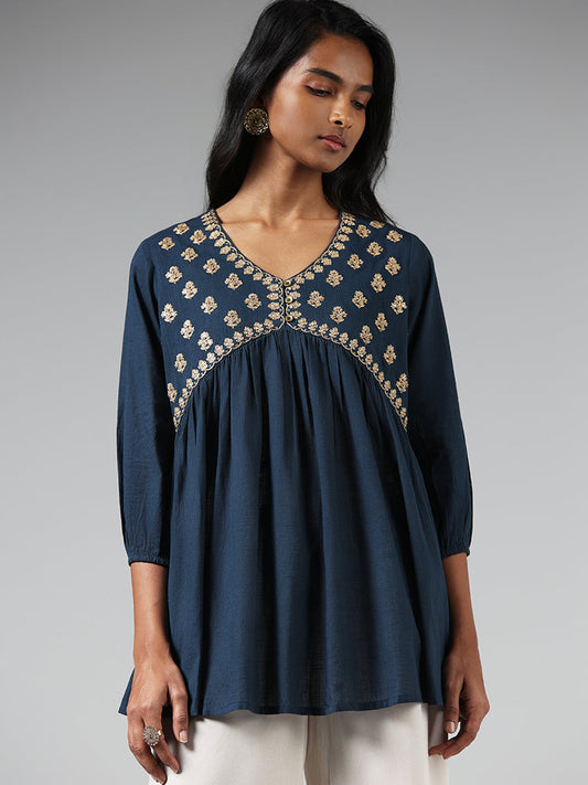 Utsa Blue Zardozi Embroidered Tunic