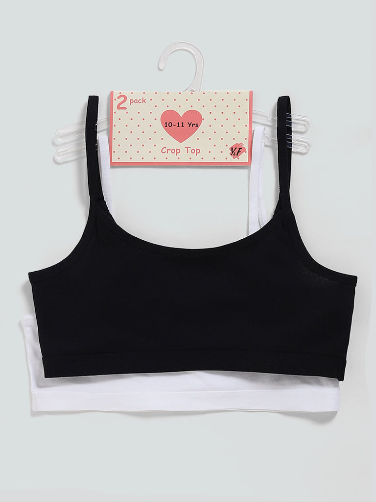 Y&F Kids Black & White Crop Tops - Pack of 2