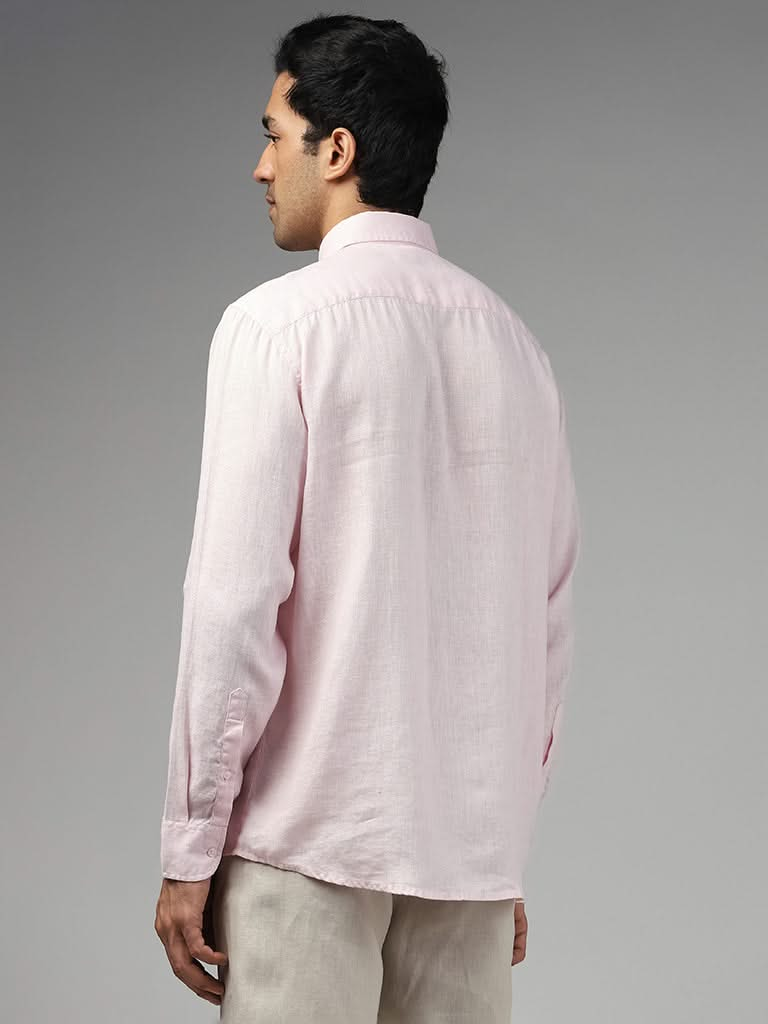 Ascot Solid Light Pink Relaxed-Fit Linen Shirt