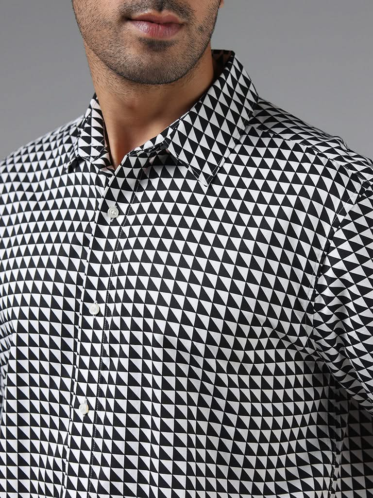 Ascot White Printed Relaxed-Fit Shirt