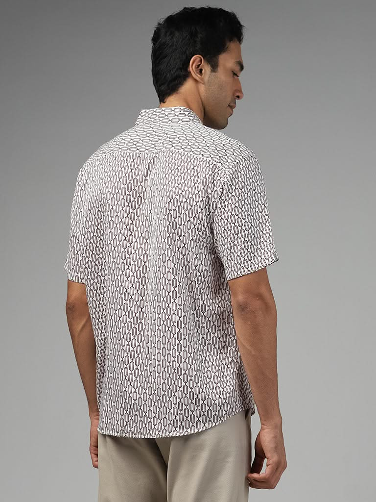 Ascot White Printed Relaxed-Fit Shirt