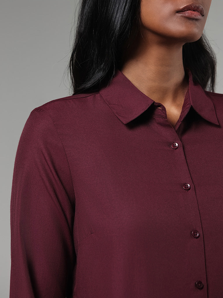 Wardrobe Solid Wine Shirt