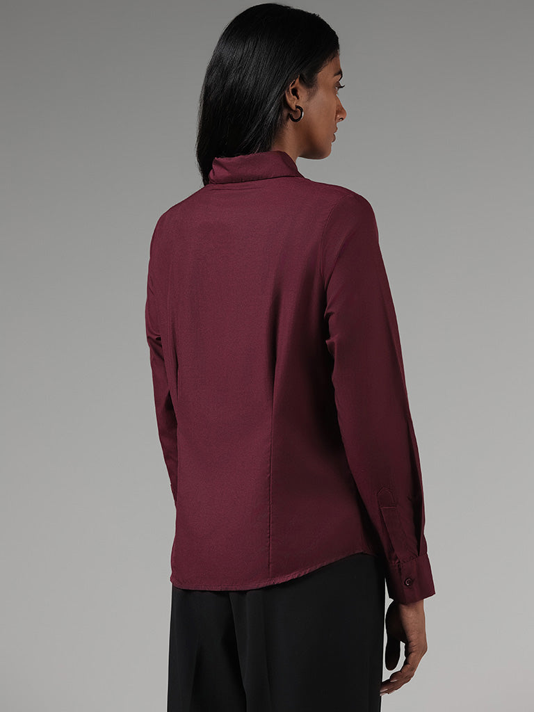 Wardrobe Solid Wine Shirt