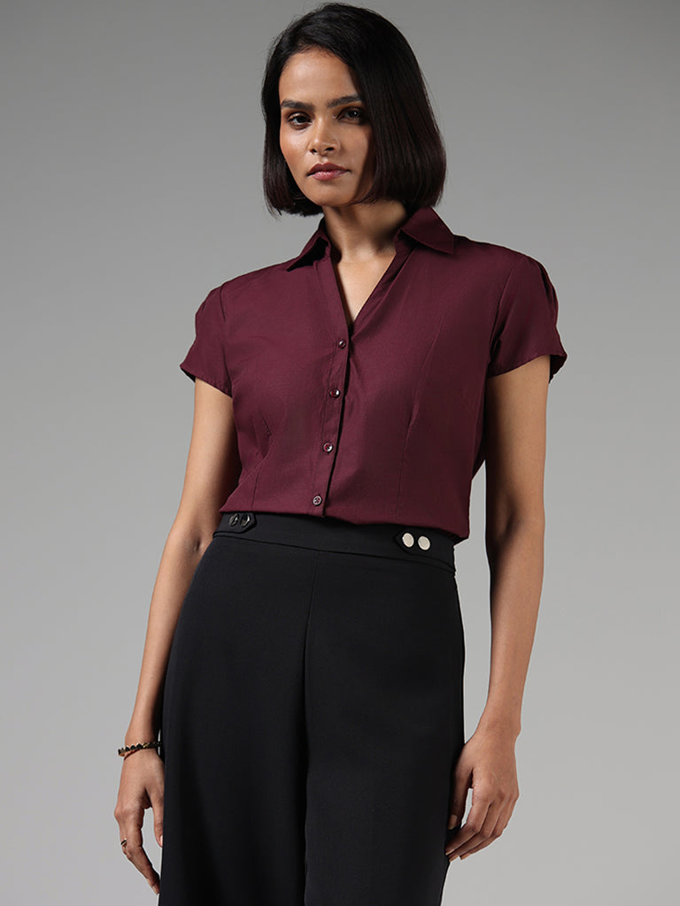 Wardrobe Solid Wine Shirt