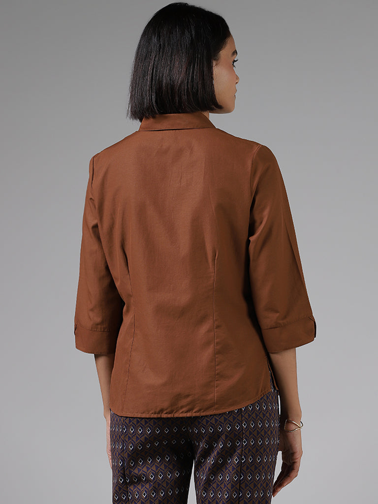 Wardrobe Solid Brown Shirt