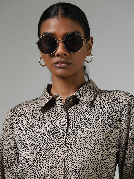 Wardrobe Beige Cheetah Print Shirt