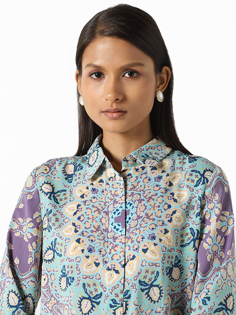 Wardrobe Lavender Bohemian Printed Shirt