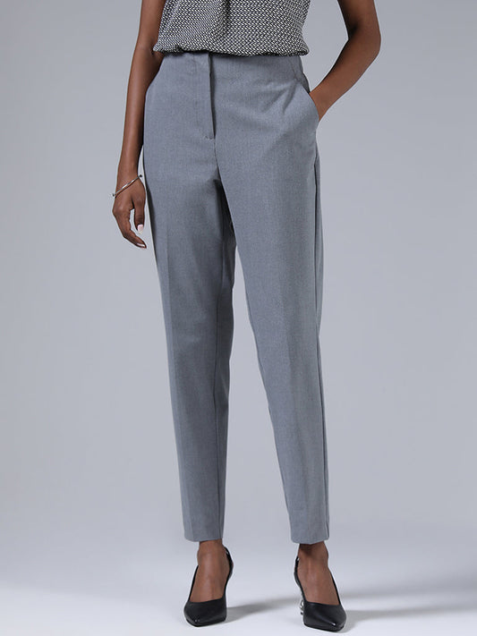 Wardrobe Solid Grey Formal Trousers