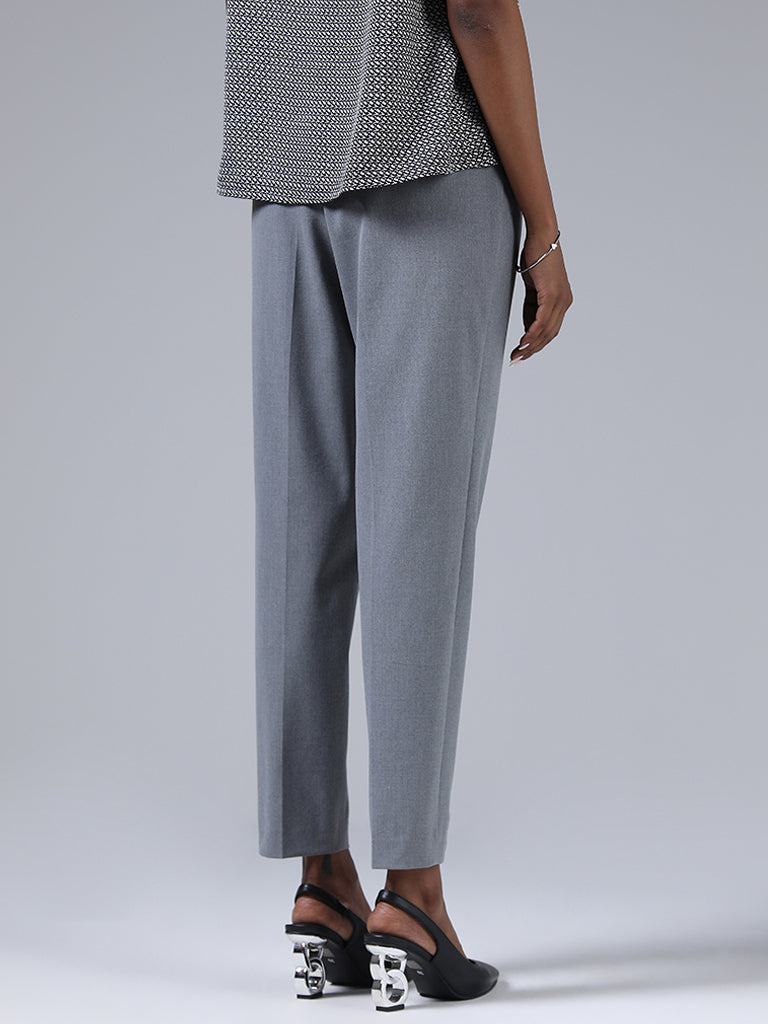 Wardrobe Solid Grey Formal Trousers