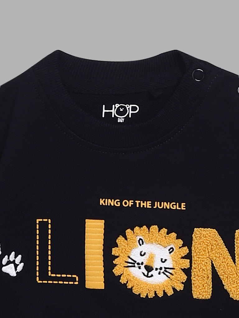 HOP Baby Lion Embroidered Navy Sweatshirt