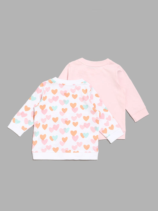 HOP Baby Multicolour Heart Printed T-Shirts - Pack of 2