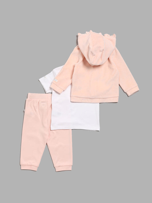 HOP Baby Peach T-Shirt, Pants and Cardigan Set