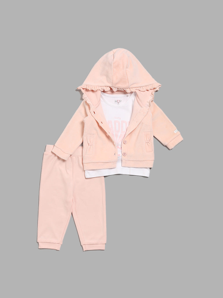 HOP Baby Peach T-Shirt, Pants and Cardigan Set