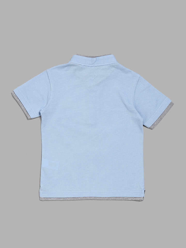 HOP Kids Powder Blue T-Shirt with Grey Piping