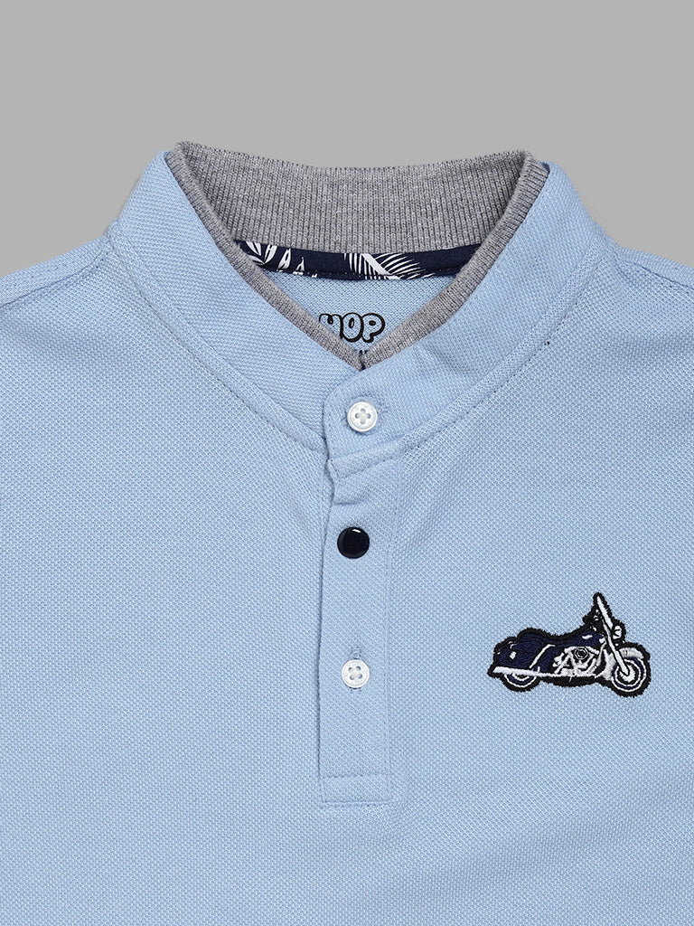 HOP Kids Powder Blue T-Shirt with Grey Piping