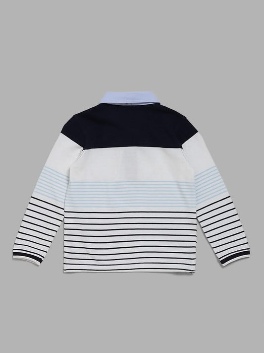 HOP Kids Navy Striped Polo T-Shirt