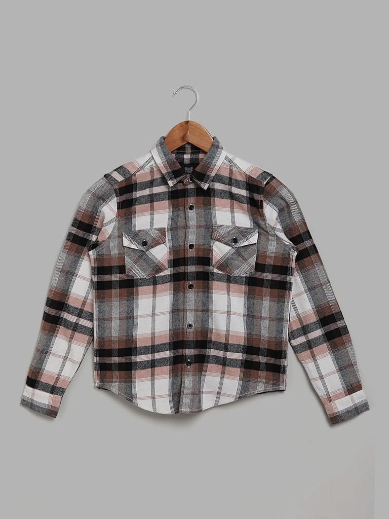 Y&F Kids Brown Checked Shirt