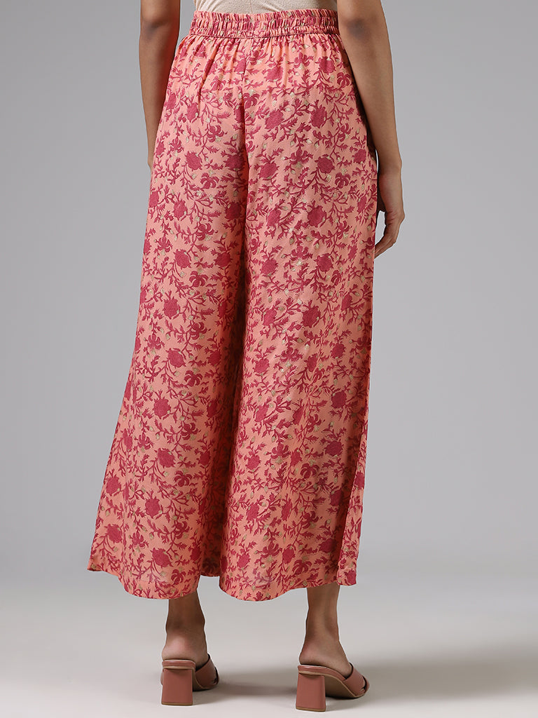 Zuba Pink Floral Printed Palazzos