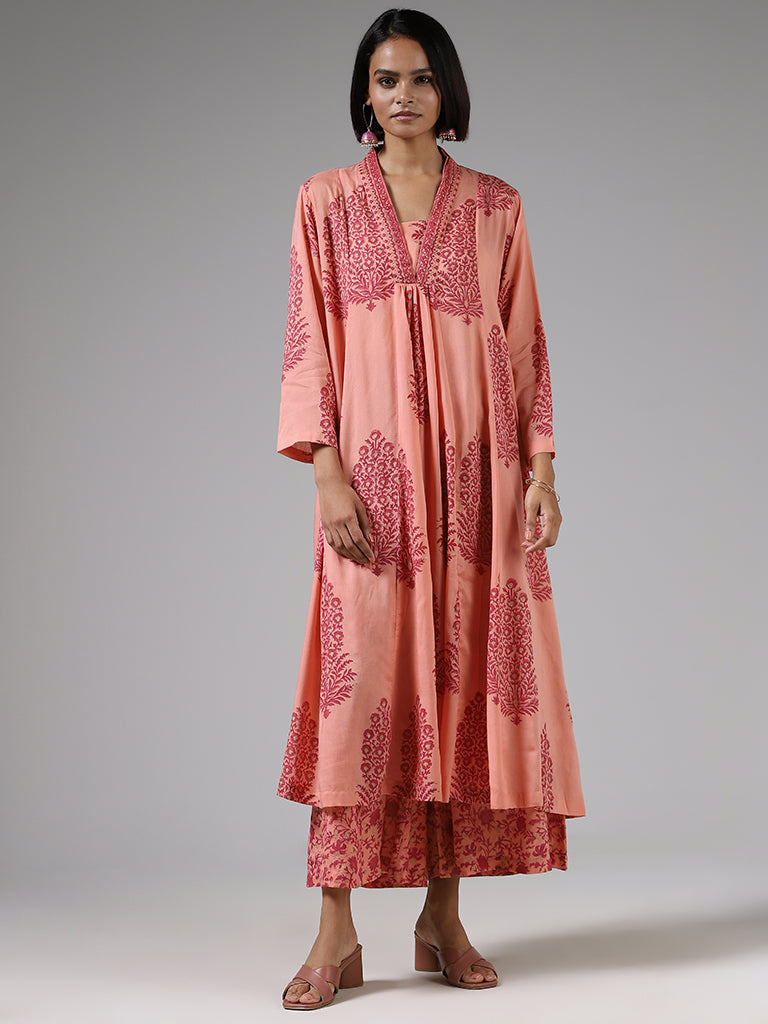 Zuba Pink Floral Printed Kurta