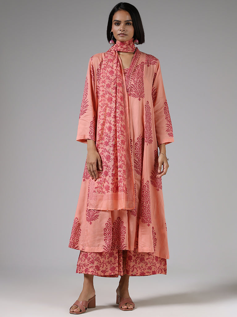 Zuba Pink Floral Printed Kurta