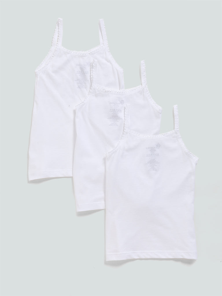 HOP Solid White Camisoles - Pack of 3