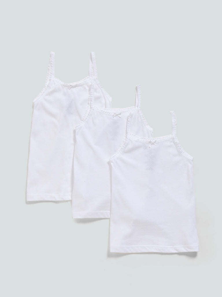 HOP Solid White Camisoles - Pack of 3