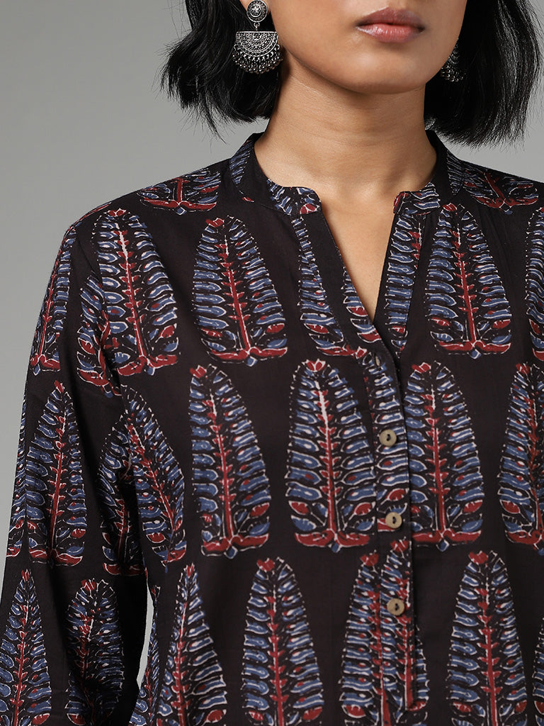 Utsa Butta Printed Black Kurta