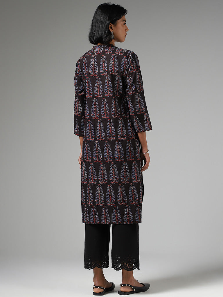 Utsa Butta Printed Black Kurta