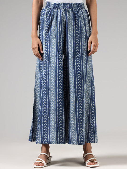 Utsa Indigo Arrow Printed Palazzos