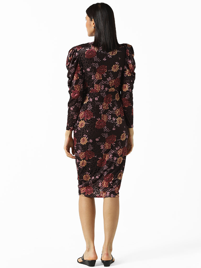 Wardrobe Black Floral Printed Overlay Dress