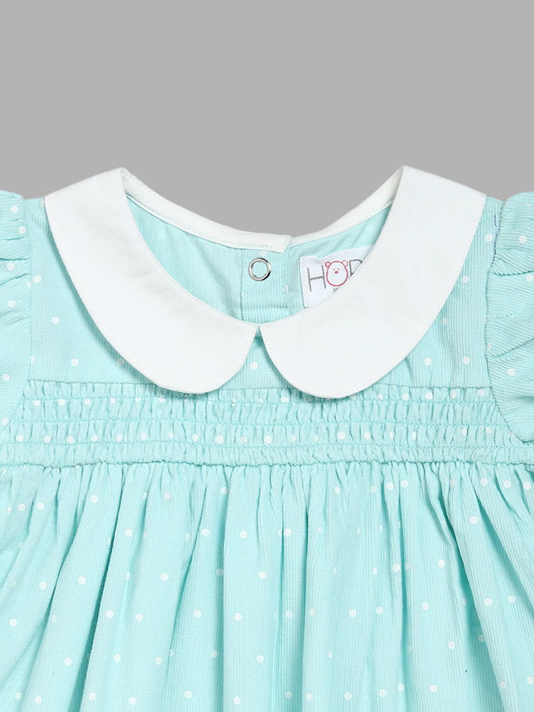 HOP Baby Light Blue Polka Dots Gathered Dress