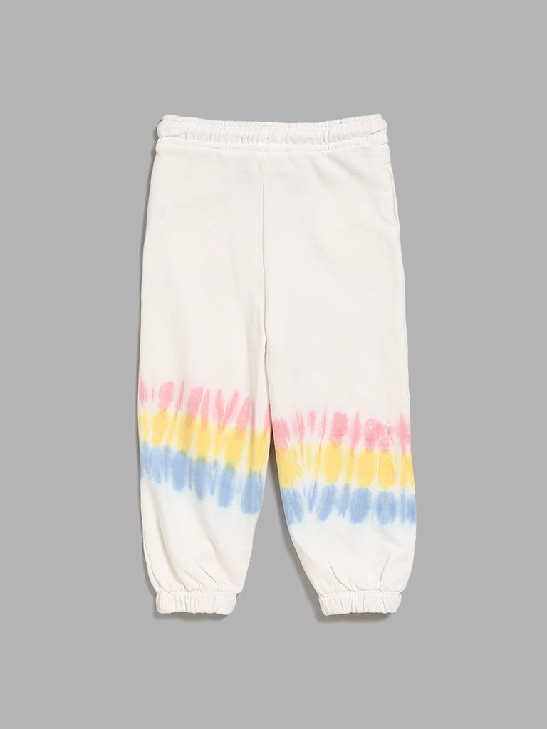 HOP Kids White Tie-Dye Pattern Joggers