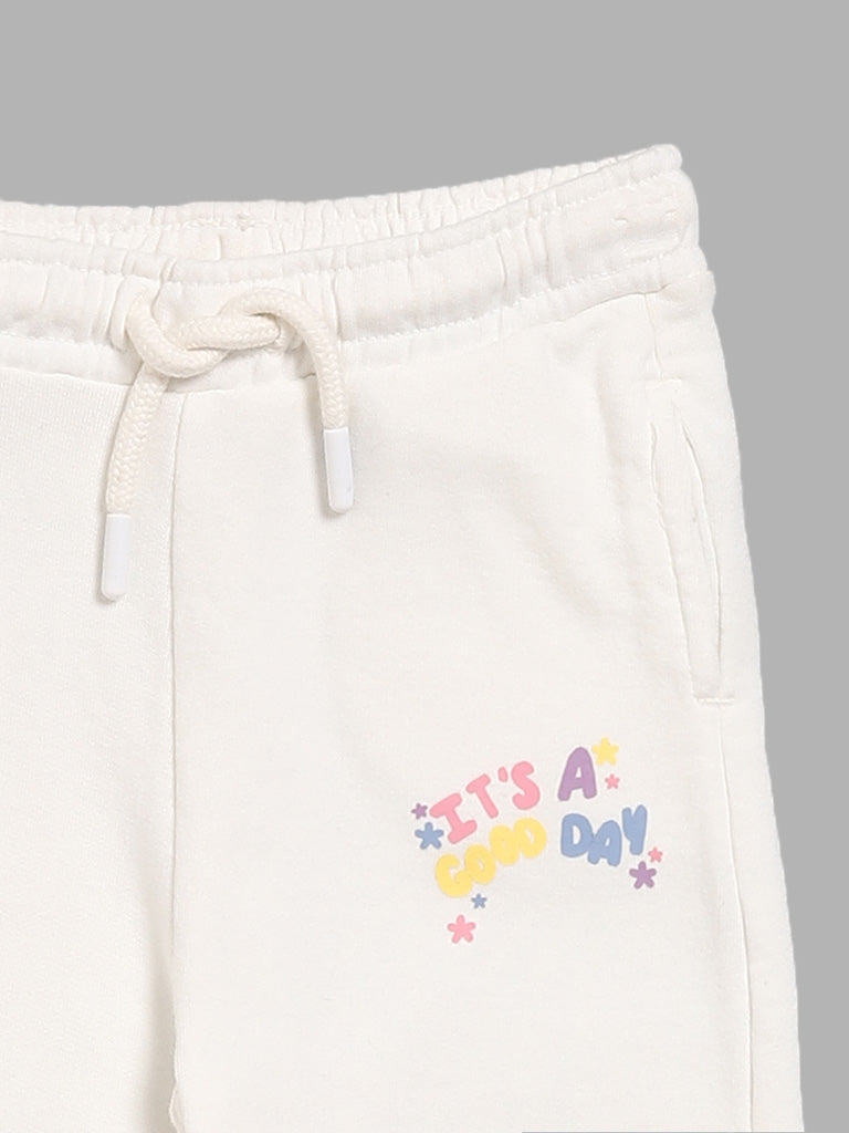 HOP Kids White Tie-Dye Pattern Joggers