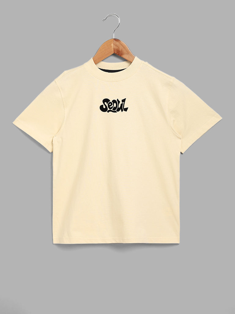 Y&F Kids Seoul Printed Cream T-Shirt