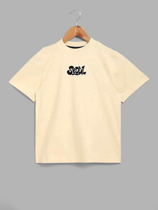 Y&F Kids Seoul Printed Cream T-Shirt