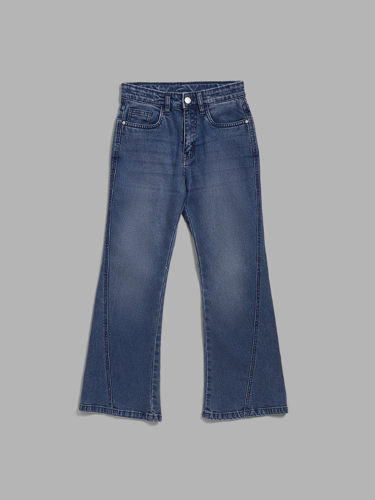 Y&F Kids Dark Blue Relaxed - Fit Mid - Rise Jeans