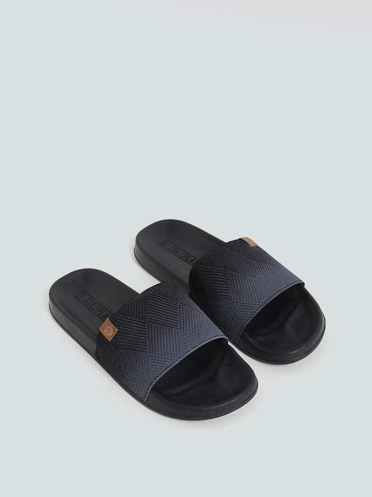 SOLEPLAY Black & Grey Knitted Slides