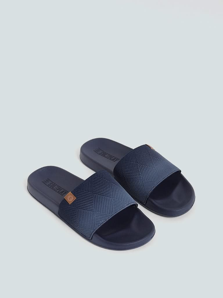 SOLEPLAY Navy Knitted Slides