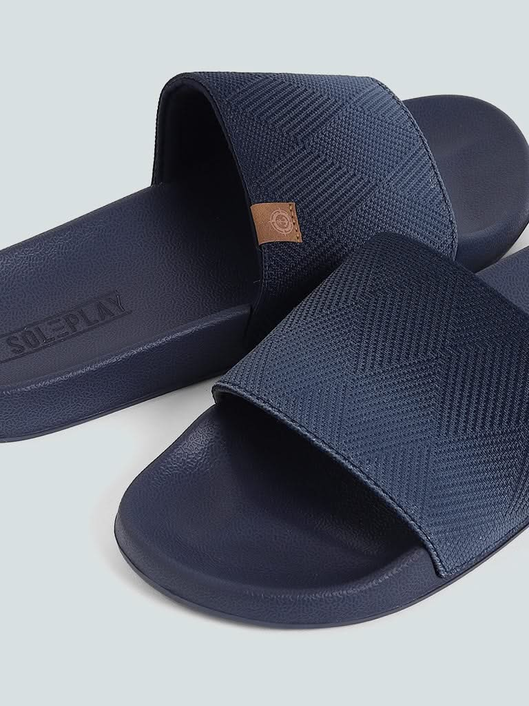 SOLEPLAY Navy Knitted Slides