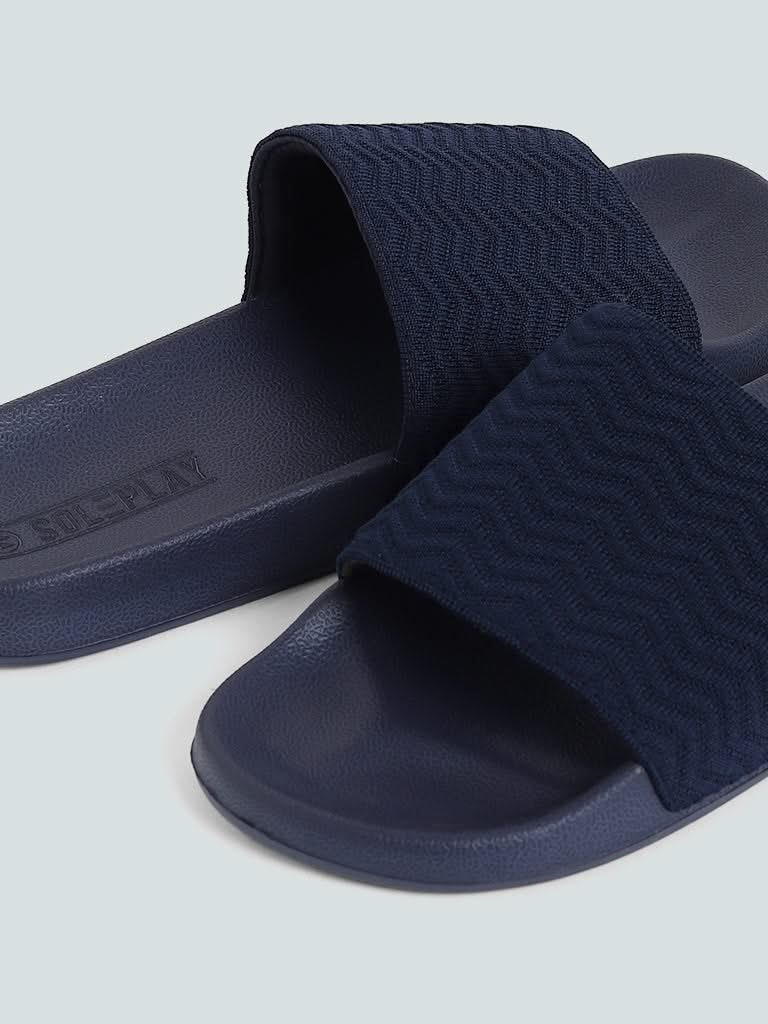 SOLEPLAY Blue Knitted Slides