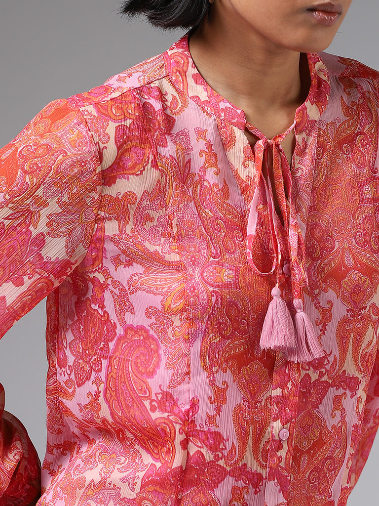 LOV Paisley Printed Light Pink Blouse