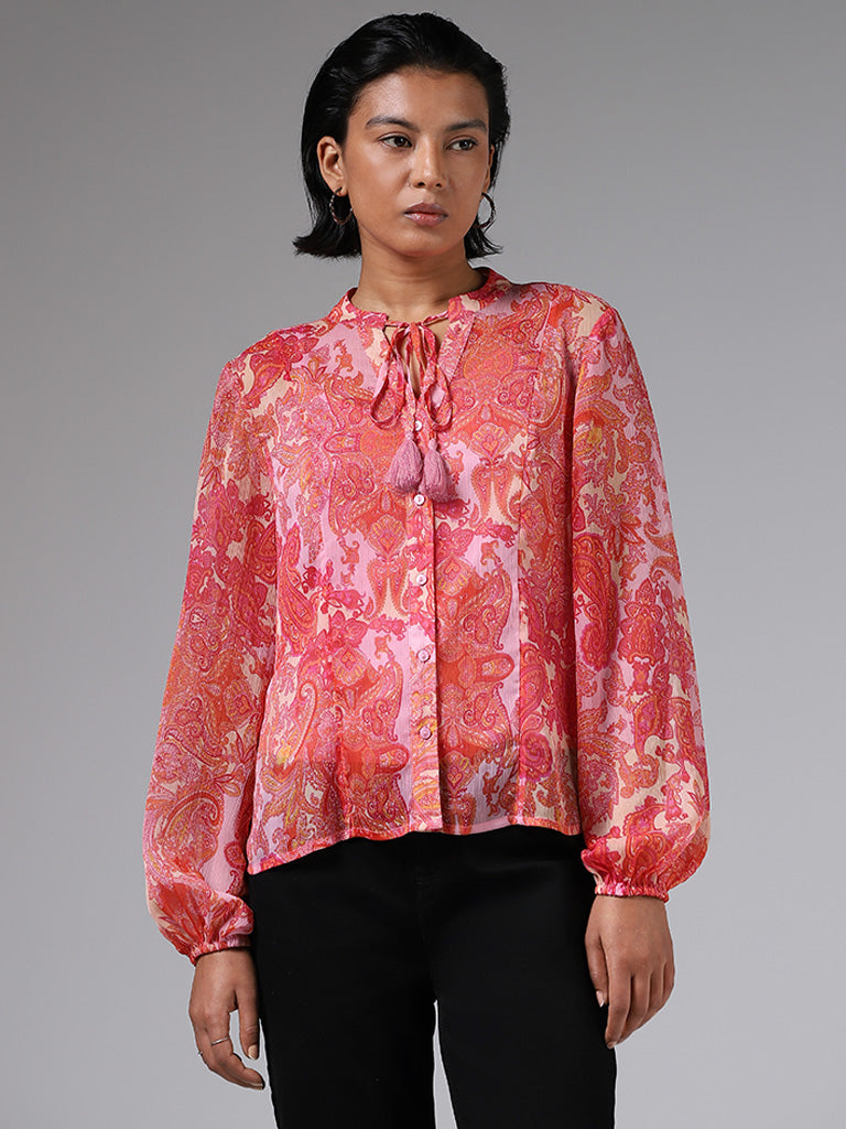 LOV Paisley Printed Light Pink Blouse