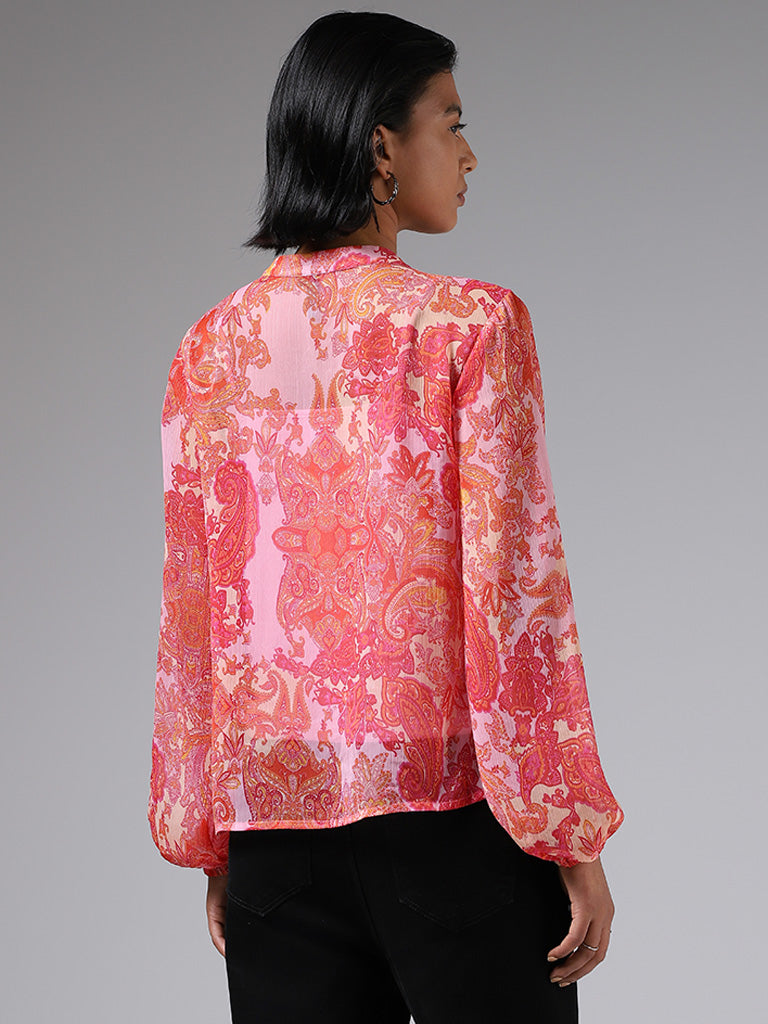 LOV Paisley Printed Light Pink Blouse